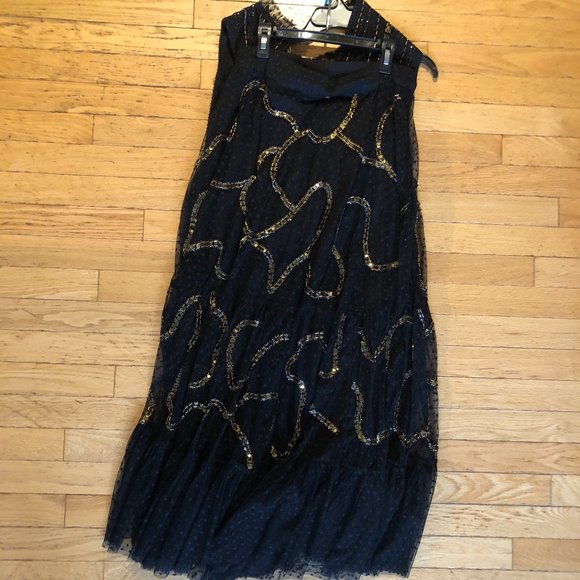 Brand New Gorgeous Let Me Be 2-Piece Beaded Black Tank and Skirt Set - Picture 14 of 16